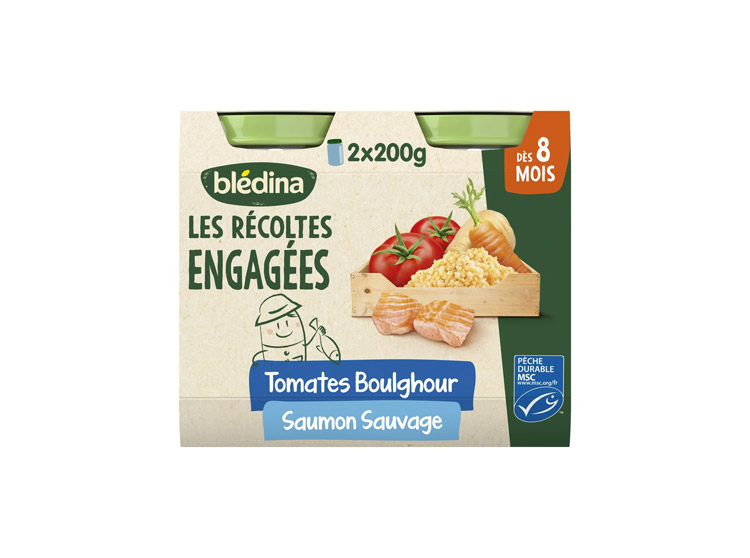 Les Récoltes BIO Petit Pot Tomates Boulghour Saumon Sauvage - 2x200g