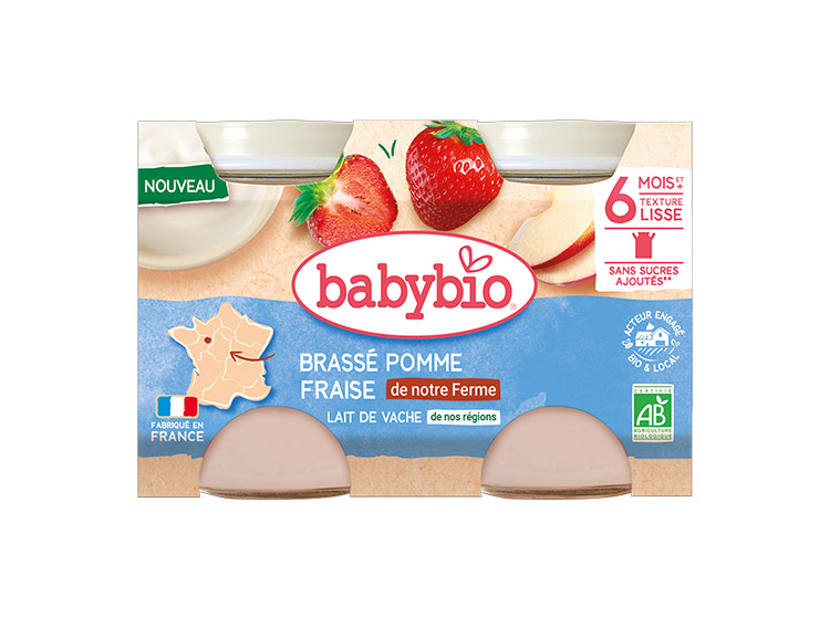 Petits Pots Brassés Pomme Fraise Lait de Vache - 2x130g