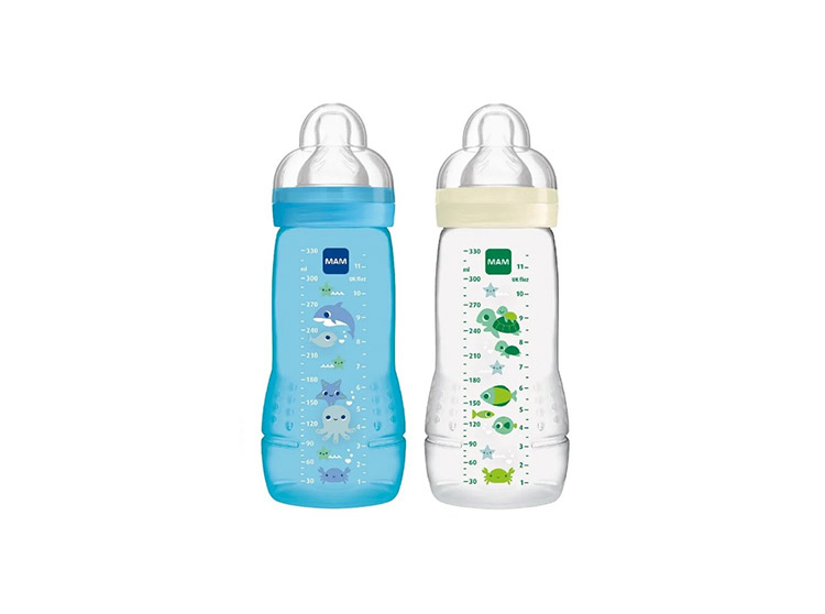 Easy Active Biberon 2e Age 330ml - Bleu + Beige - x2