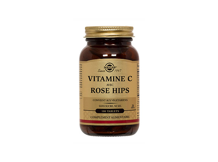Solgar vitamine C avec Rose hips - 100 comprimés