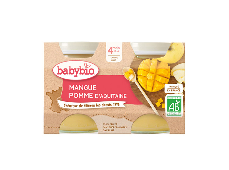Babybio Petits pots mangue pomme d'Aquitaine BIO - 2x130g