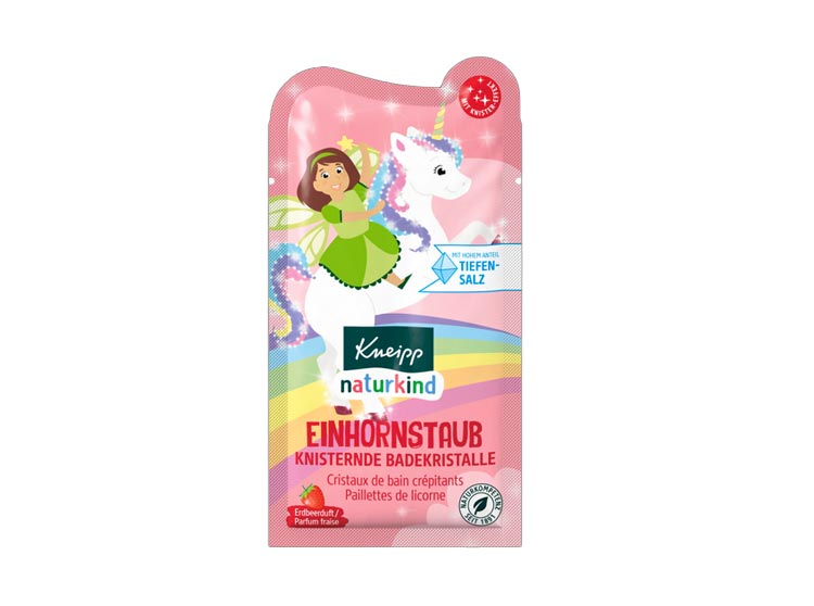 Kneipp Naturkind Cristaux de bain crépitants Paillettes de licorne Fraise - 60g