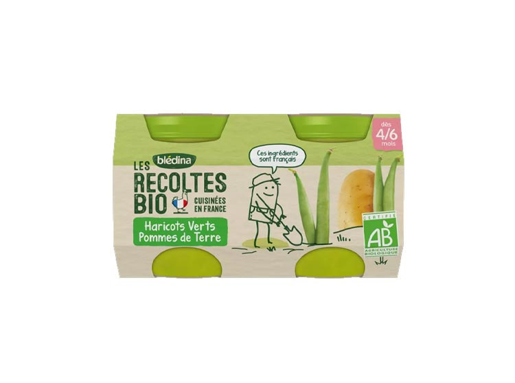 Blédina Les Récoltes Bio Petit Pot Haricots Verts Pommes de Terre - 2x130g