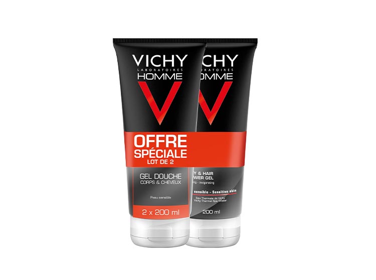 Vichy Homme Hydra Mag-G Gel douche Hydratant revigorant - 2x200ml