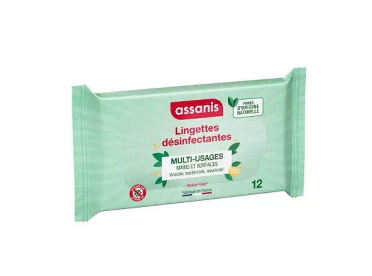 Lingettes pocket désinfectantes multi-usages - x12