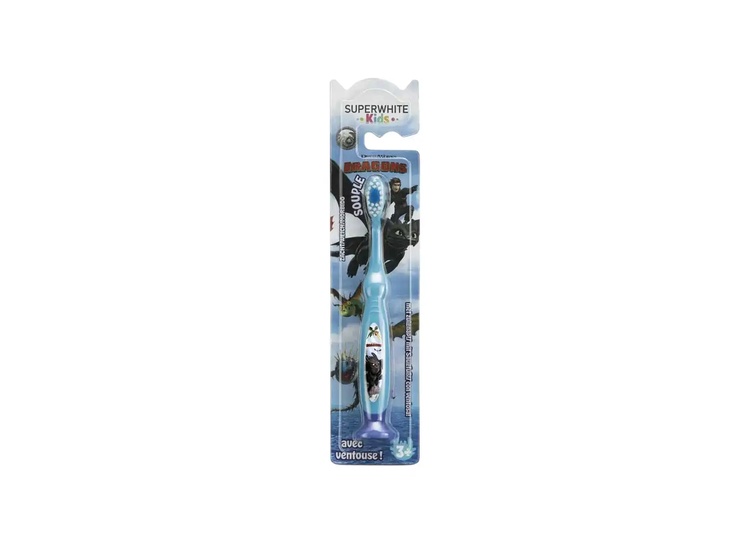 Superwhite Kids Brosse à dents ventouse Dragons dès 3 ans