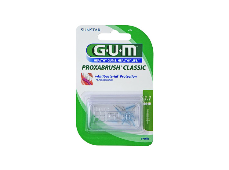 GUM Proxabrush Classic 414 Recharges Brossette interdentaire 1,1mm - 8 brossettes