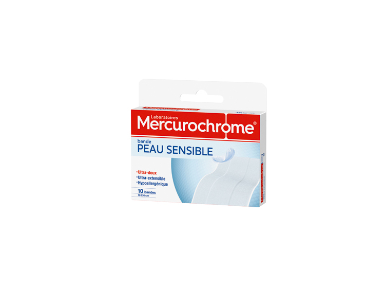 Mercurochrome bande peau sensible - 10 bandes