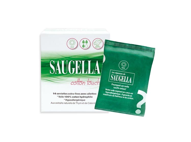 Saugella Cotton Touch Serviettes Extra-fines Jour - 14 serviettes