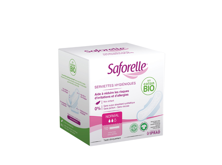 Saforelle Coton protect serviettes hygéniques en coton BIO - 10 serviettes