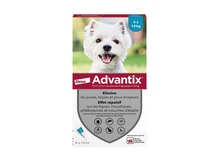 Advantix Petit chien de 4 à 10 kg - 6 pipettes de 1,0 ml