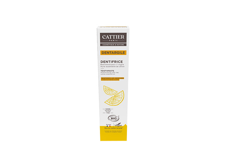Cattier dentargile à l'huile essentielle de citron - 75ml