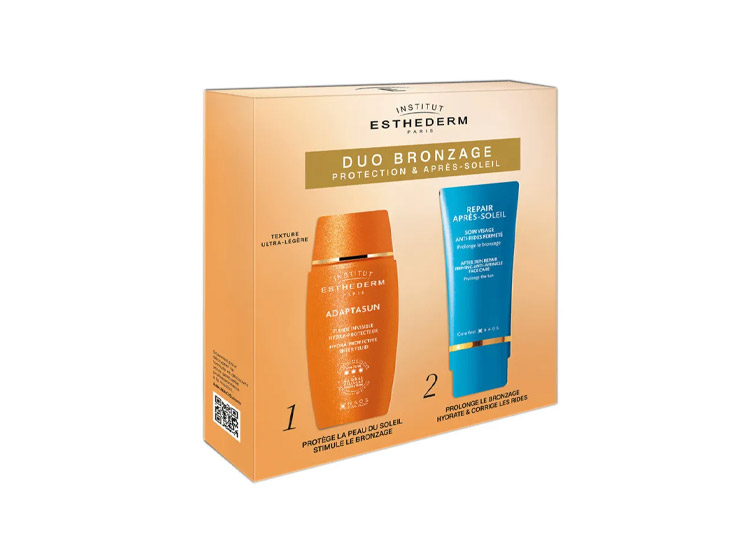 Coffret Duo Bronzage - Fluide Solaire Invisible Hydra-Protecteur Soleil Fort + Repair Après-Soleil Soin Visage Anti-Rides Fermeté - 40+50ml