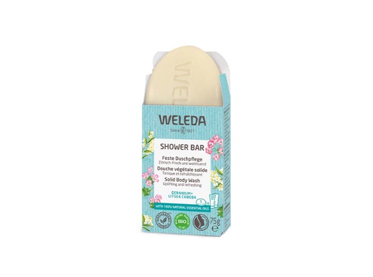 Weleda Shower Bar Douche végétale Solide Géranium et Litsea Cubeba - 75g