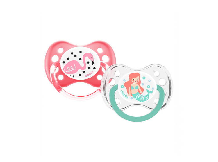 Dodie Sucette Anatomique +6mois Duo Flamant rose et Sirène - x2