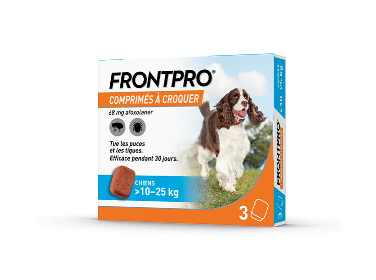 Frontpro Chien L comprimé anti-puces pour chien de 10 à 25 kg - 3 comprimés à croquer