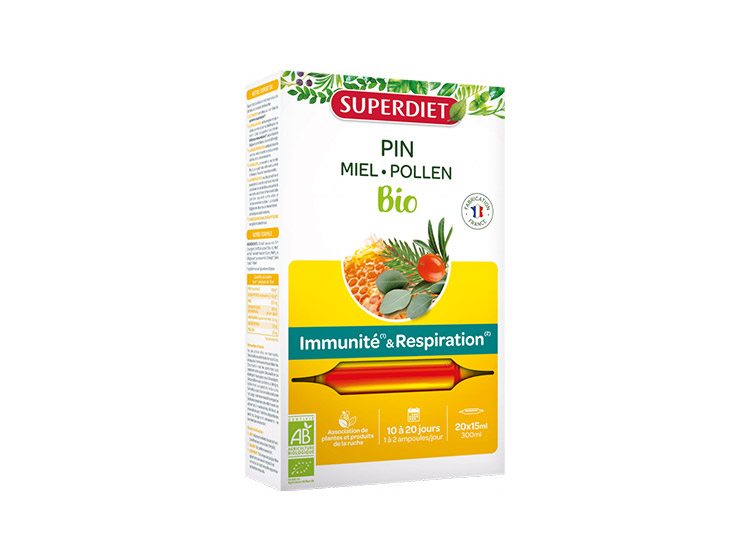Superdiet Gelée Royale 1500mg Miel et Pollen BIO - 20 ampoules de 15ml
