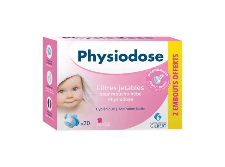 Gilbert Physiodose Filtres jetables pour mouche bébé -  20 + 2 embouts OFFERTS