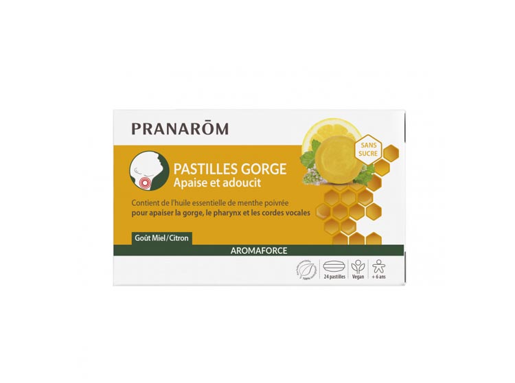 Pranarôm Aromaforce Pastilles Gorge Miel Citron - 24 pastilles