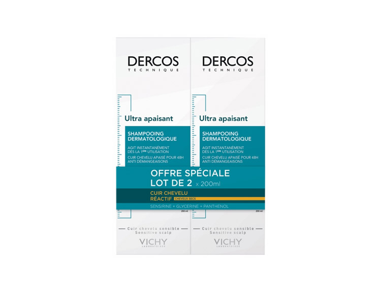 Vichy Dercos shampooing ultra apaisant cheveux secs - 2x200ml