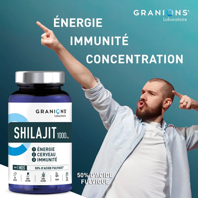 Granions Shilajit pur l'énergie, l'immunité et la concentration 