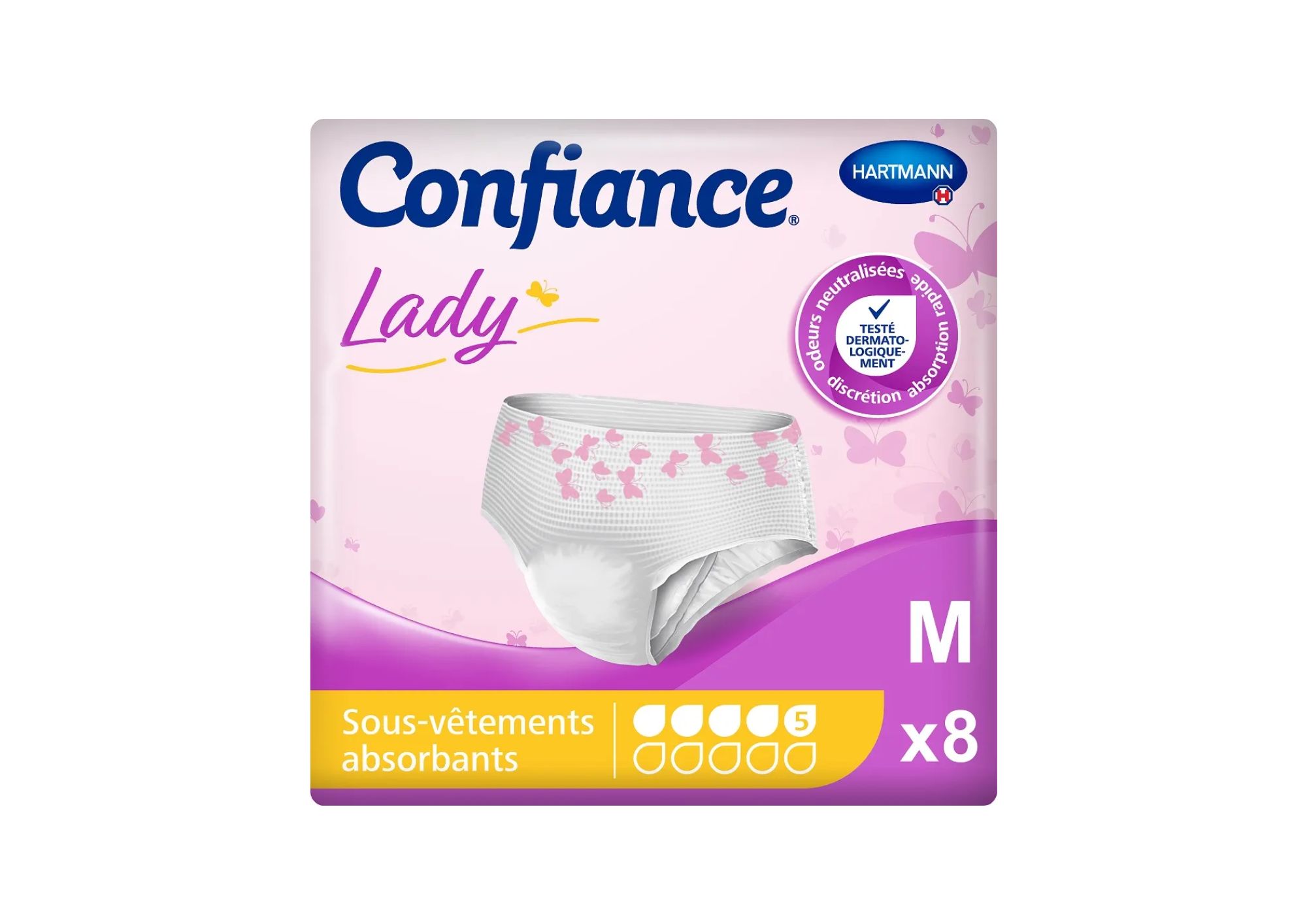 Confiance Lady Culottes Absorbantes 5 Gouttes Taille M - 8 pièces