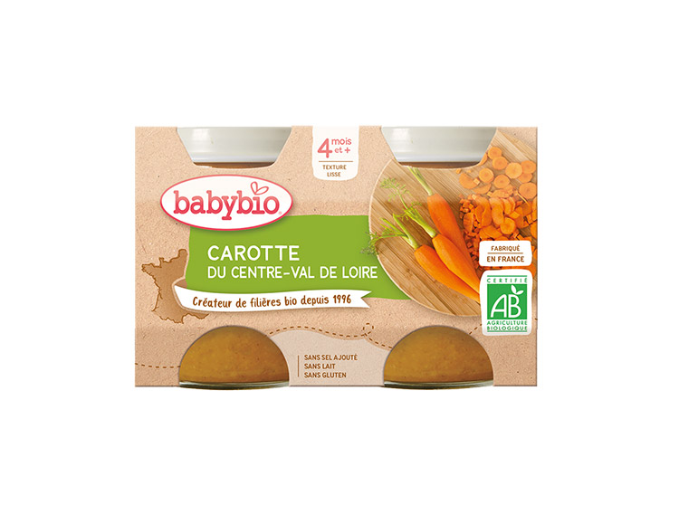 Babybio Petits pots Carotte BIO - 2x130g