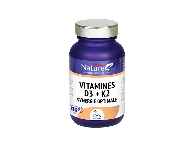 Pharm Nature Micronutrition Vitamines D3 + K2 - 30 gélules