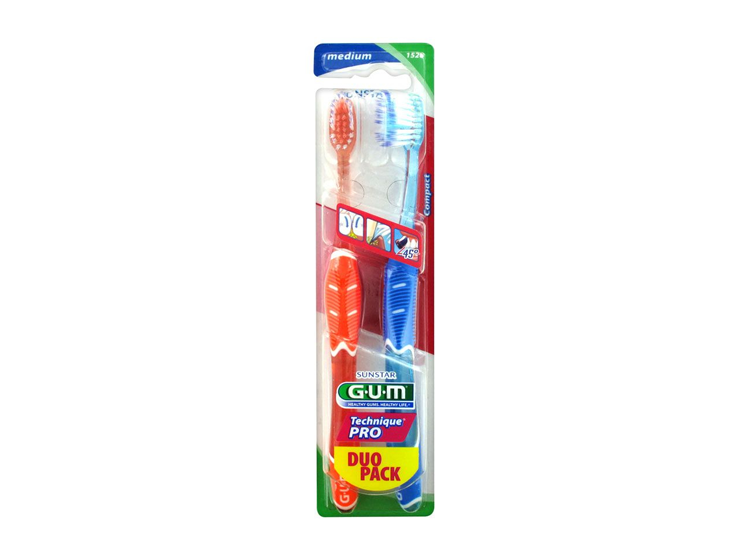 GUM Technique Pro 1525 Brosse à dents Souple/Compact - 2 brosses à dents