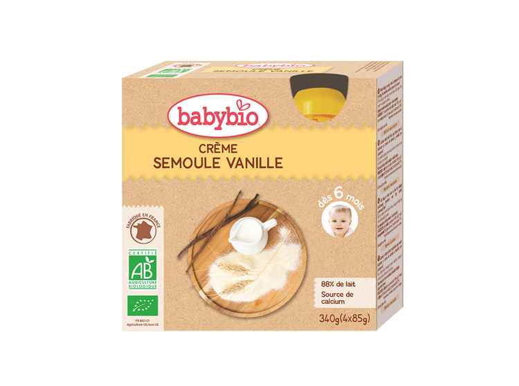 Babybio Gourdes Crème semoule vanille BIO - 4x85g