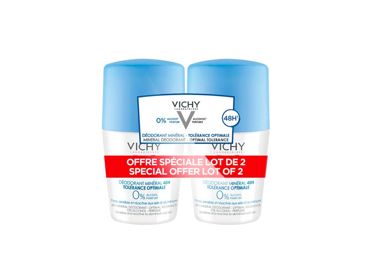 Vichy Déodorant Minéral Roll-on 48h Tolérance optimale - 2x50ml
