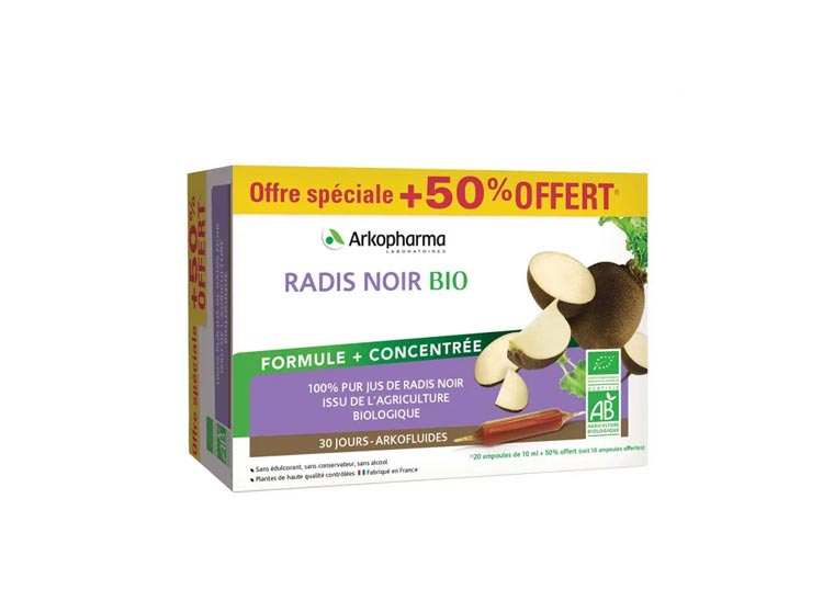 Arkopharma Arkofluides Radis Noir BIO - 20 ampoules + 10 ampoules OFFERTES