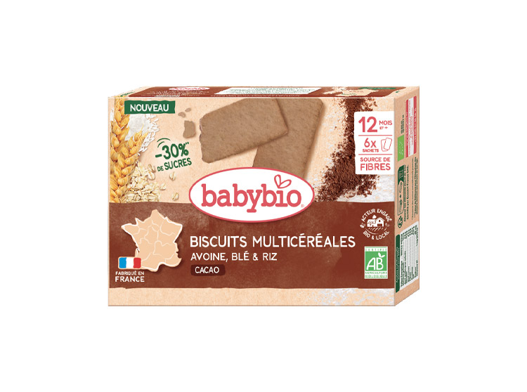 Biscuits Multicéréales Avoine Blé et Riz au Cacao - 6 sachets