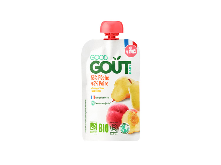 Good Goût Gourde de Fruits BIO Poire Pêche - 120g