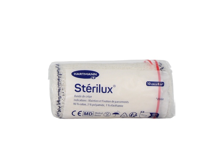 Hartmann Stérilux Bande de crêpe coton élastique - 10cm x 4m
