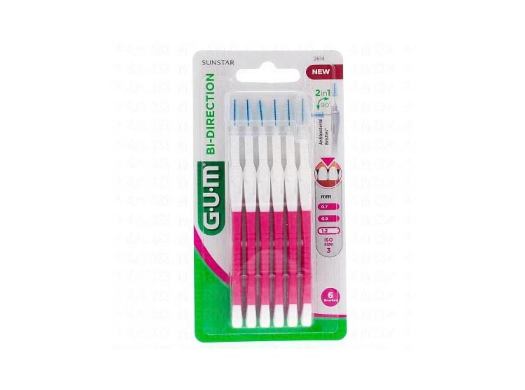 GUM Bi-Direction 2614 Brossettes interdentaires 1,2mm - 6 brossettes