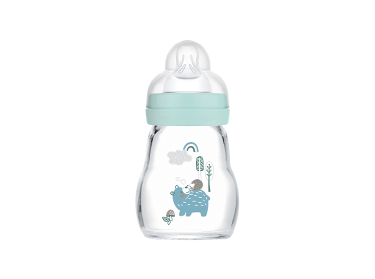 Biberon Verre Coloris Aqua Tétine débit 1 - 170 ml