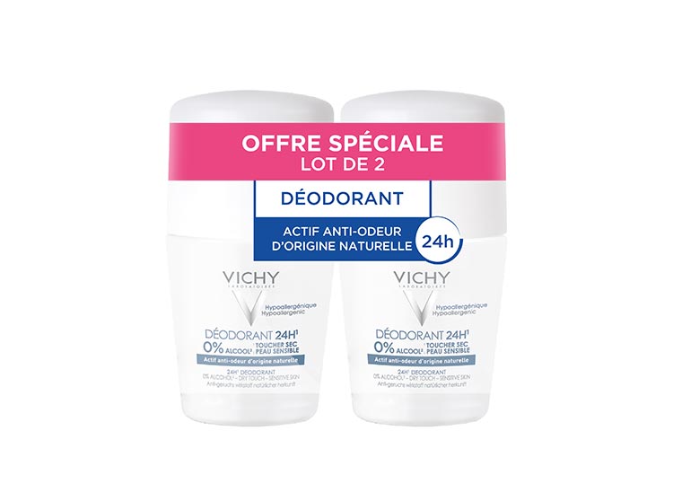 Vichy Déodorant 24h toucher sec Roll-on -  2x50ml