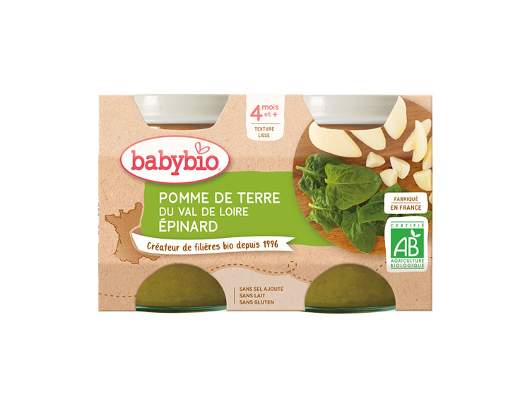 Babybio Petits pots Pomme de terre du val de loire épinard BIO - 2x130g