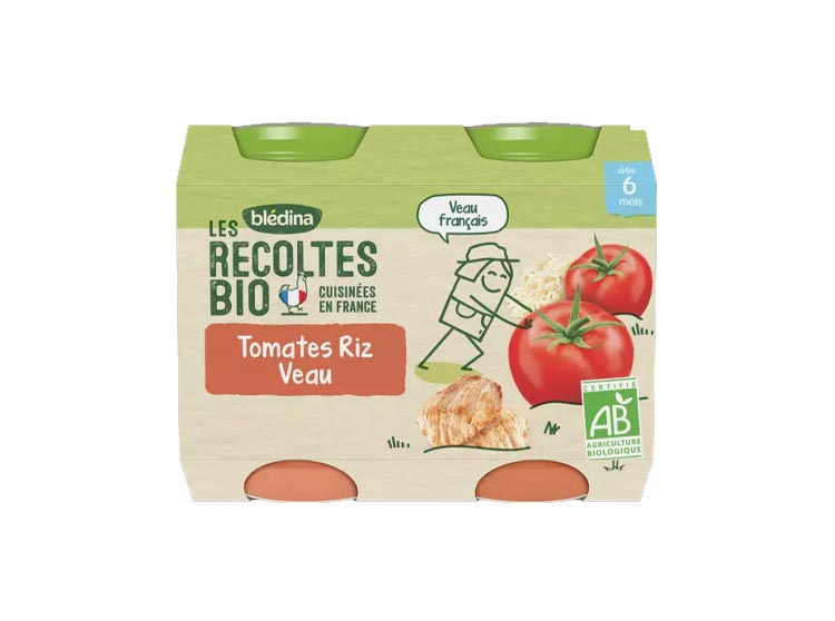 Blédina Les Récoltes Bio Petit Pot Tomates Riz et Veau - 2x200g
