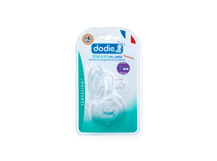 Dodie Sensation+ Tétine plate Col large +6 mois Débit rapide - x2