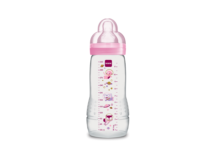 Mam Easy active 2ème âge Biberon Conte de fée Rose - 330ml
