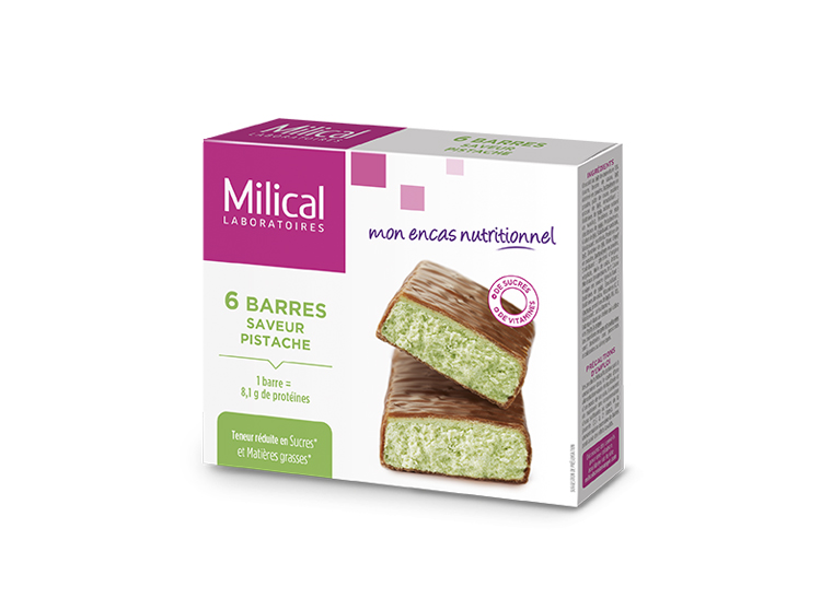 Milical Barres hyperprotéinées saveur pistache - 6 barres