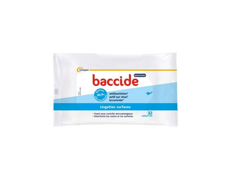 Baccide Lingettes désinfectantes surfaces - 32 lingettes
