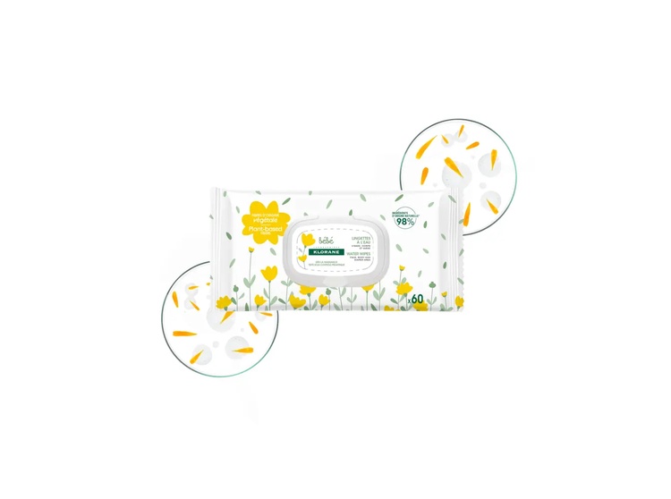 Klorane Bébé Lingettes nettoyantes à l'eau - 60 unités