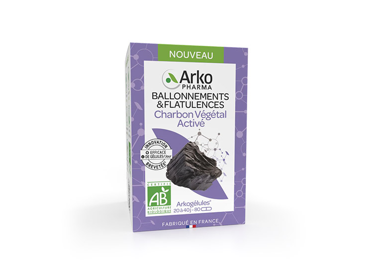 Arkopharma Arkogélules Charbon Végétal Activé BIO - 80 gélules