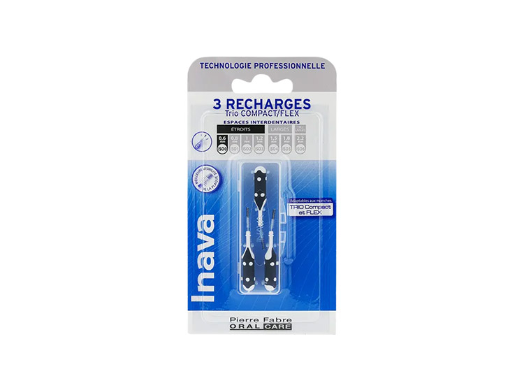 Inava Trio Compact/Flex Recharge Brossettes interdentaires 0,6mm - 3 brossettes