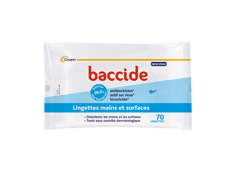 Baccide Lingettes désinfectantes mains et surfaces - 70 lingettes