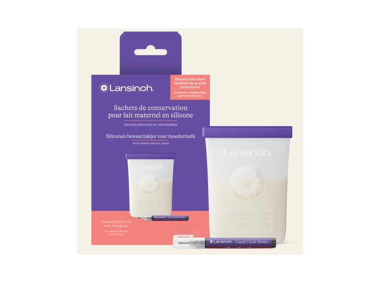Lansinoh Sachets de conservation de lait maternel en silicone - x5