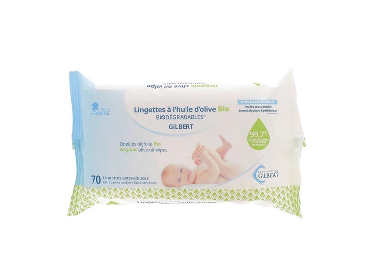 Gilbert Lingettes Bébé à l'Huile d'Olive BIO - 70 lingettes
